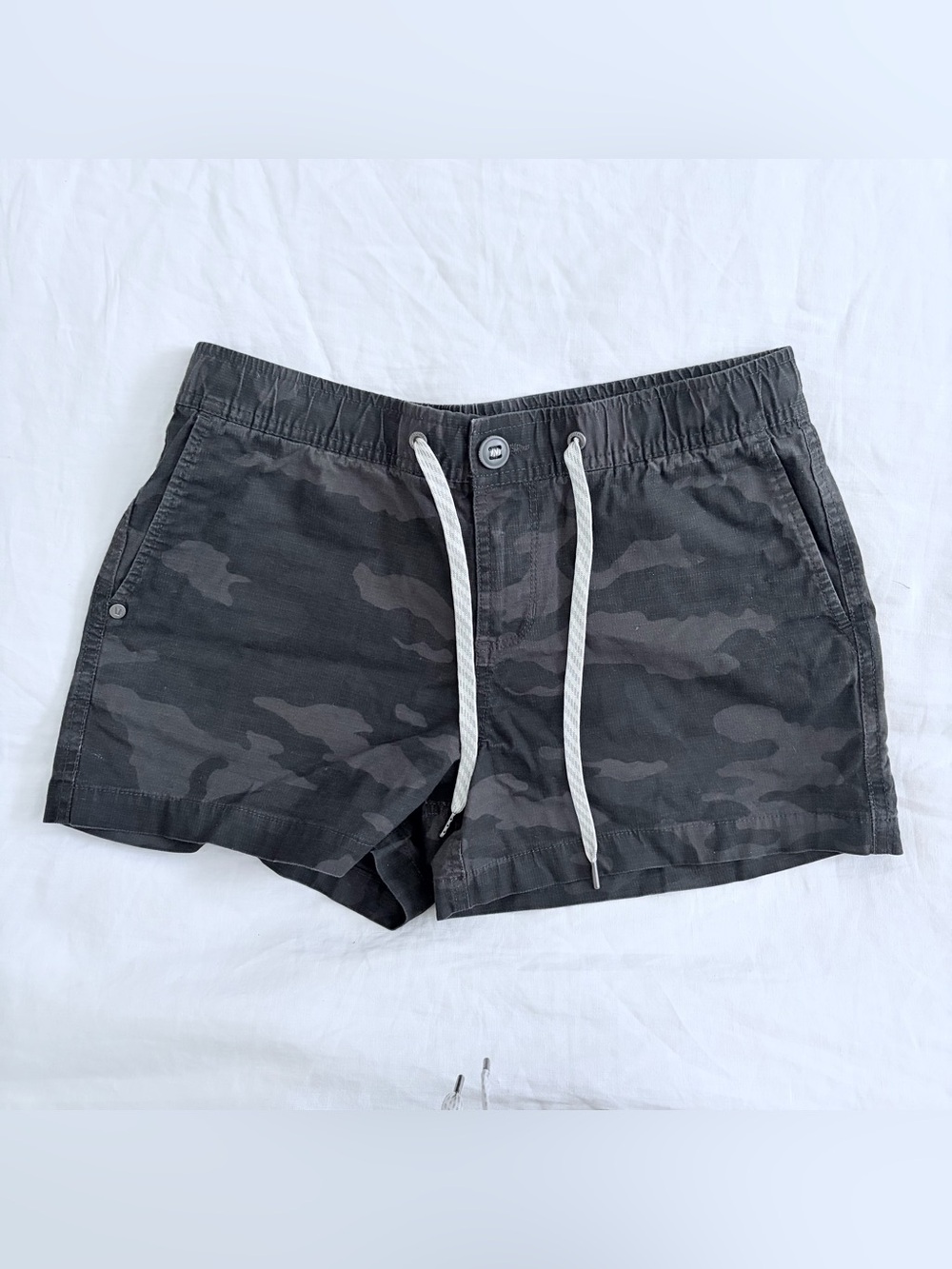 Vuori Women's Black Camo Ripstop Shorts